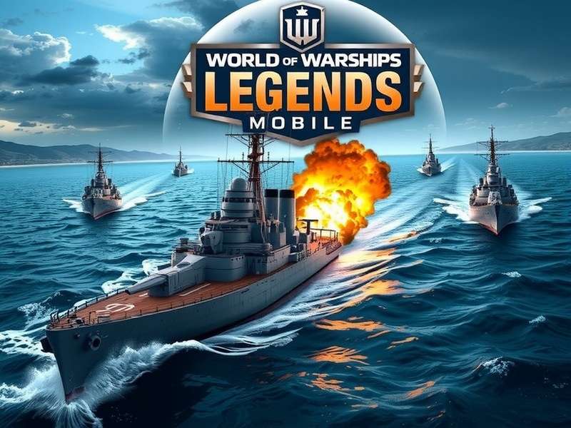 World of Warships Legends Mobile में एक रोमांचक नौसेना युद्ध का दृश्य