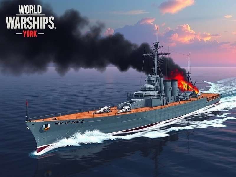 World of Warships में HMS York क्रूजर समुद्री युद्ध लड़ते हुए