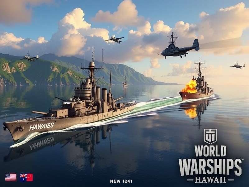 World of Warships USS Hawaii बैटलक्रूजर समुद्र में तैरता हुआ