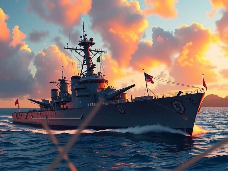 World of Warships Hawaii में बैटलशिप प्रशांत महासागर में युद्ध करते हुए