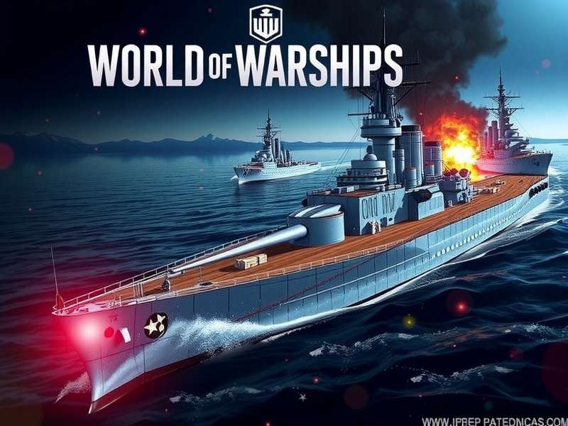 Battleship firing its main guns at sunset