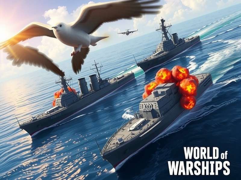 Epic naval battle scene from World of Warships Asia server showing multiple warships in combat