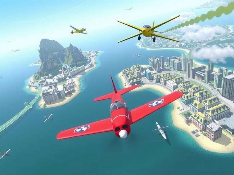 A dynamic overhead view of a World of Warships battle featuring aircraft carriers launching squadrons and warships below