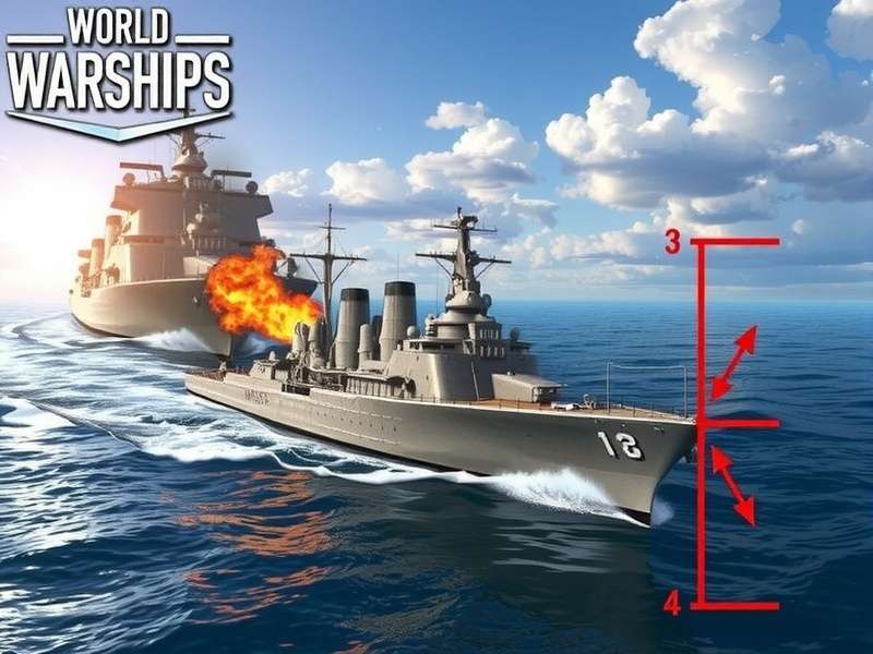 World of Warships aiming interface with crosshairs and ship targeting