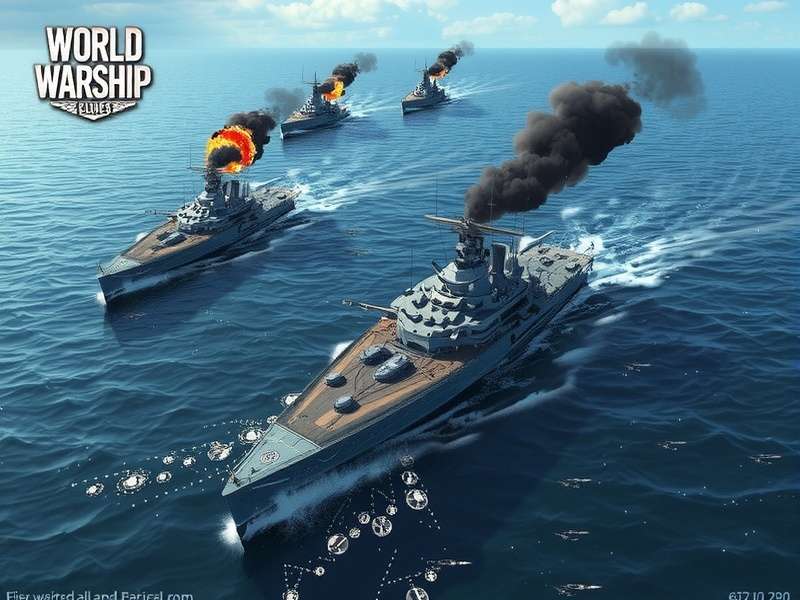 Battleship firing cannons in World of Warships