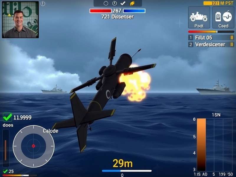 World of Warships naval battle with targeting reticle overlay