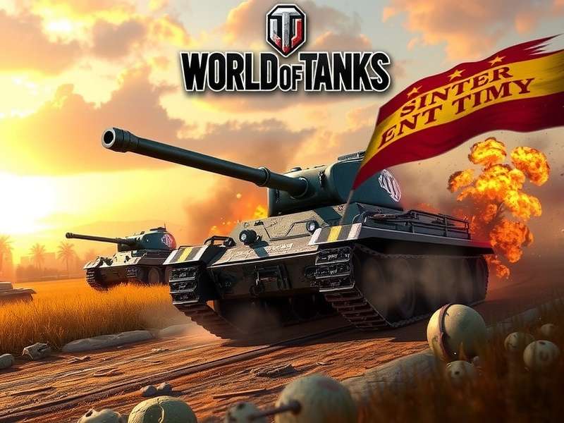World of Tanks gameplay featuring multiple tank types in battle