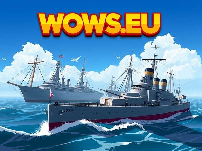 An intense naval battle scene from World of Warships on the European server, showcasing multiple ship classes in action