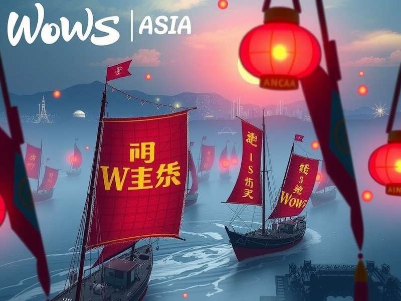 Intense naval battle scene from World of Warships on the Asian server