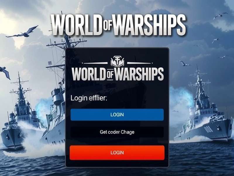 World of Warships Command Center Dashboard showing login interface and naval battle statistics