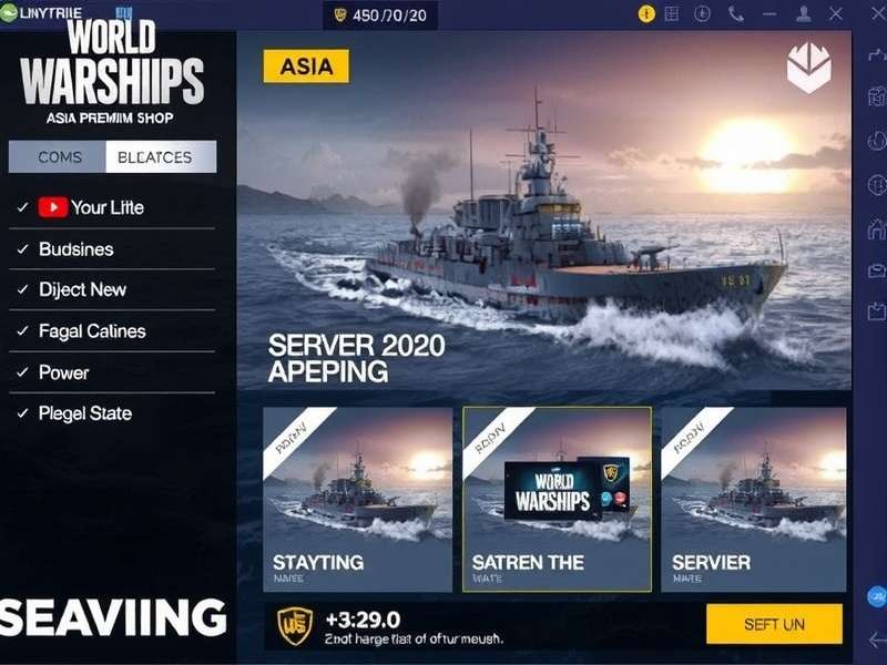 World of Warships Asia Premium Shop featured ships including USS Illinois and HMS Florida