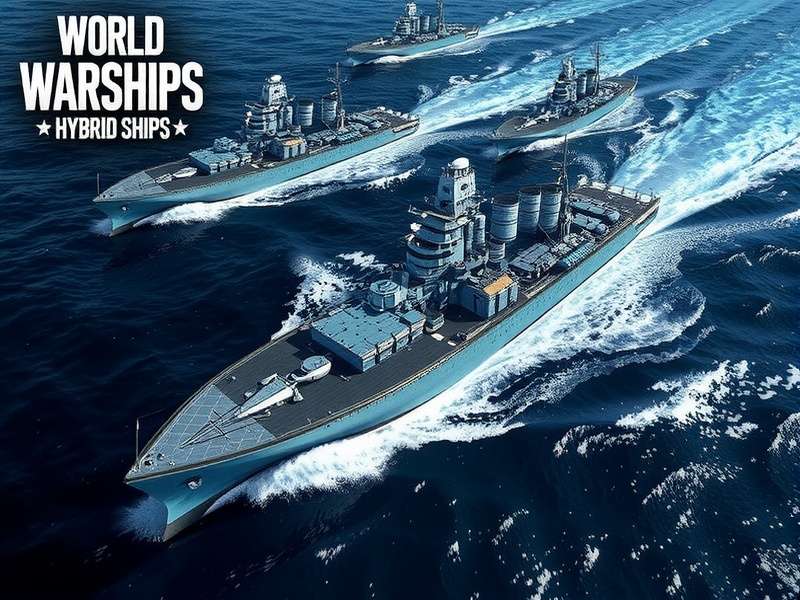 World Of Warships Hybrid Ships fleet lineup: Kearsarge, Ise, Tone, August von Parseval, and Malta sailing in formation