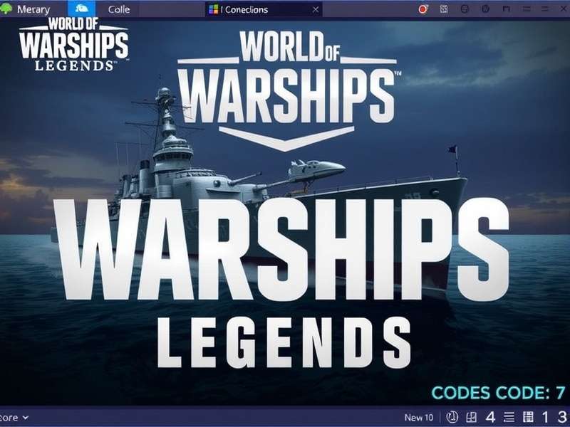 World of Warships Legends Codes banner with warship silhouette and golden accents