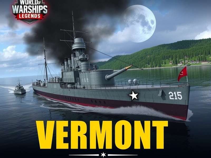 World Of Warships Legends Vermont battleship in action, US Navy Tier X