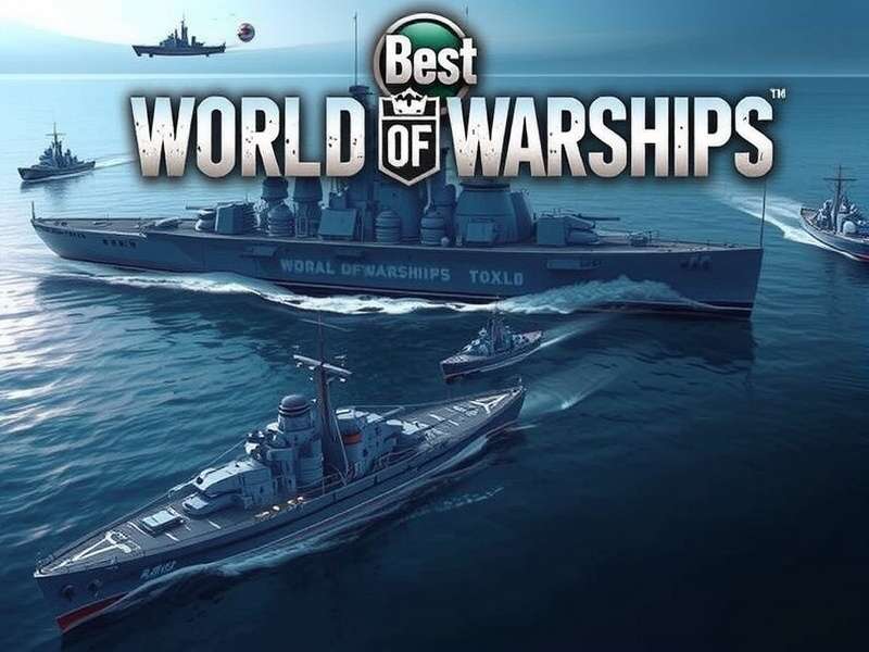 World of Warships fleet battle with multiple warships firing in the open ocean