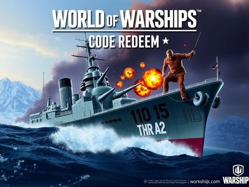 World of Warships Code Redeem banner showing naval battle and code redemption interface