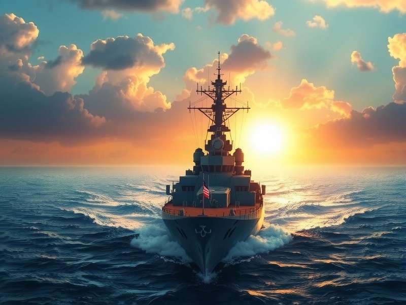 World of Warships naval battle scene with warships firing at sunset